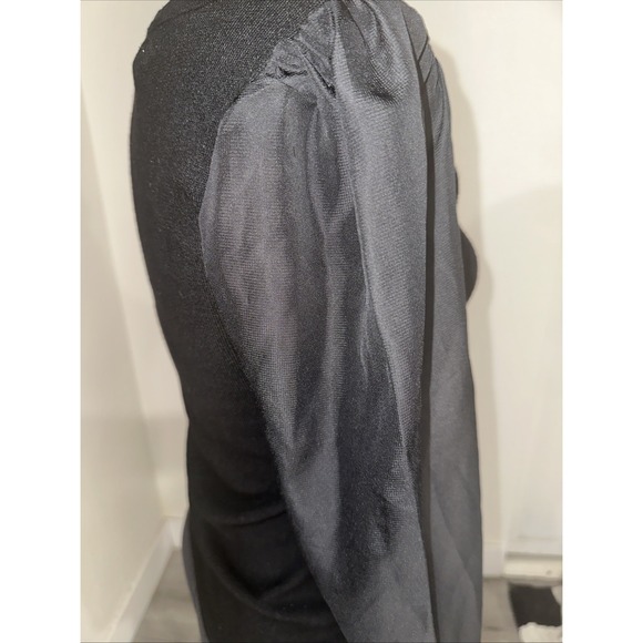 Carmen Marc‎ Valvo Size M Black Square Neck Chiffon Long Sleeve - Picture 6 of 12